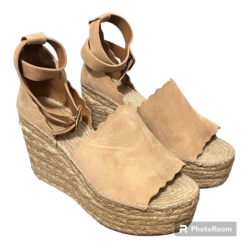 Chloe Cream Espadrille Wedges with Adjustable Ankle Strap